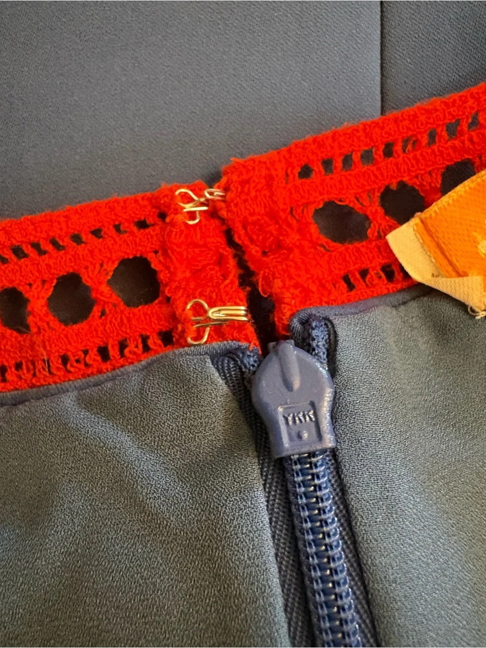Tory Burch Marissa Dress Womens 2 Blue Orange Crochet Trim Runway
